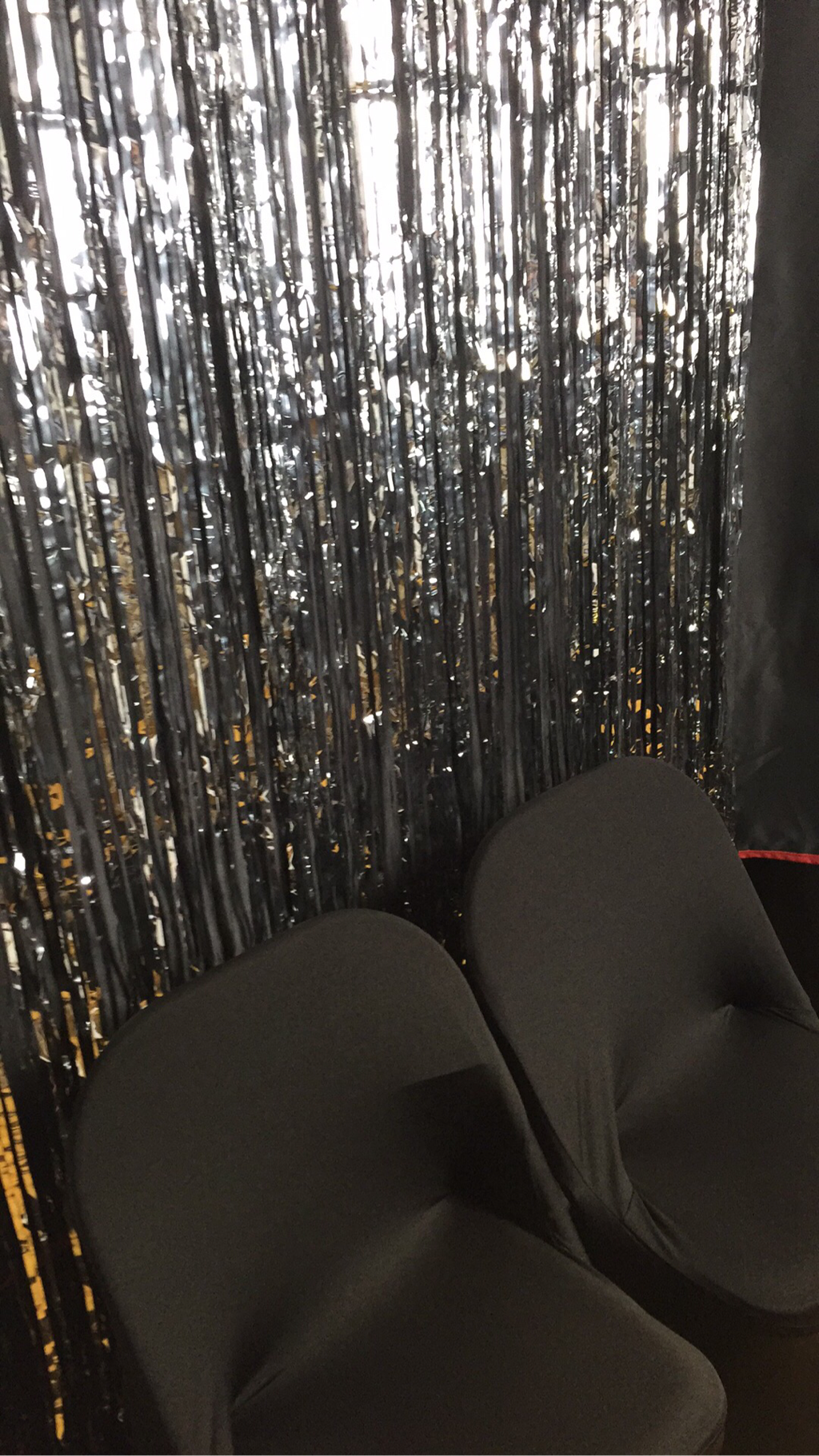 Tinsel Background set up at JR Tuckers High School Home Coming Dance